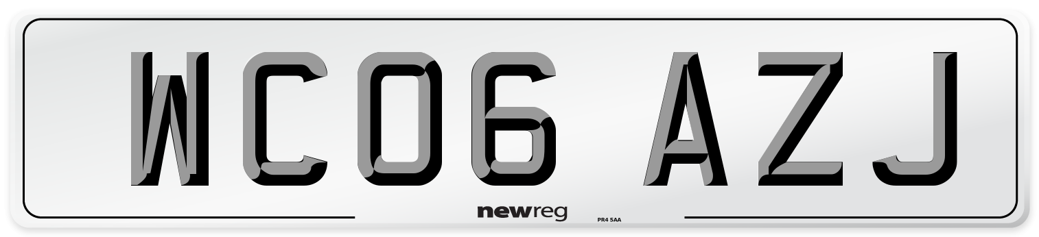 WC06 AZJ Number Plate from New Reg